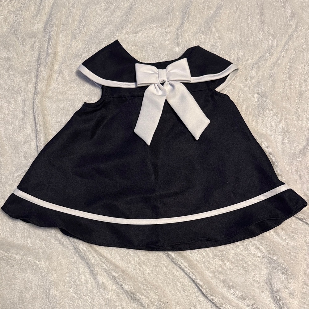Navy and White Dress with Bow size 18 months